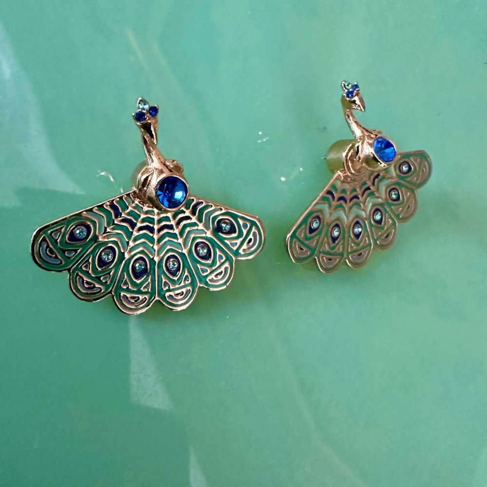 Kate Spade Full Plume Peacock Ear Jackets